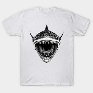 Front-Facing Shark With Wide Open Mouth For Shark Enthusiast T-Shirt